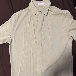 Zara Men's Light Green Short Sleeve Casual Shirt